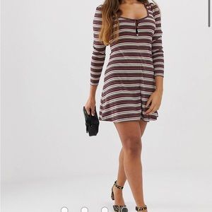 Petite Stripe rib mini skater dress